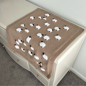 NWOT! Baby Blanket with Hand-Knit Sheep
